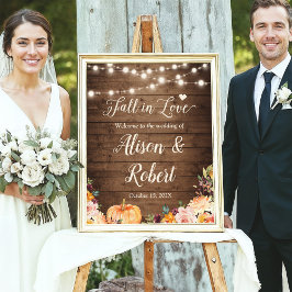 Poster Fall in Love String Luzes Sinal de Casamento Russo