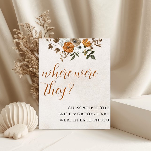 Poster Fall in Love | Where Were They Bridal Shower Sign (Criador carregado)