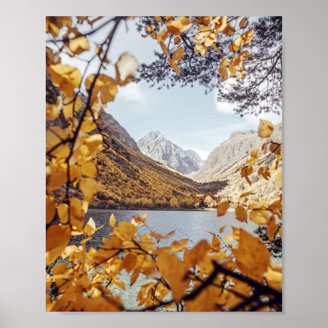 Poster Fall Lake Primavera Mountain 4k Wallpaper simples  (Frente)