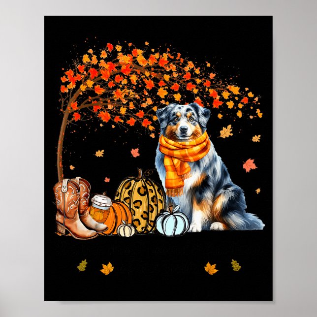 Poster Fall Maple Tree Print Dog Lover Happy Thanksgiving (Frente)
