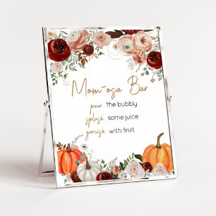 Poster Fall Marsala Burgundy Floral Pumpkin Mãe Osa Bar