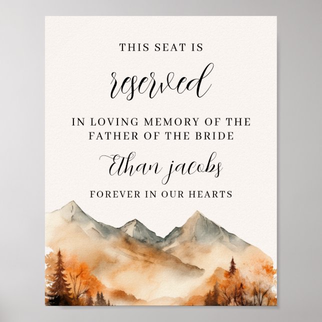 Poster Fall Mountain Wedding Sign (Frente)