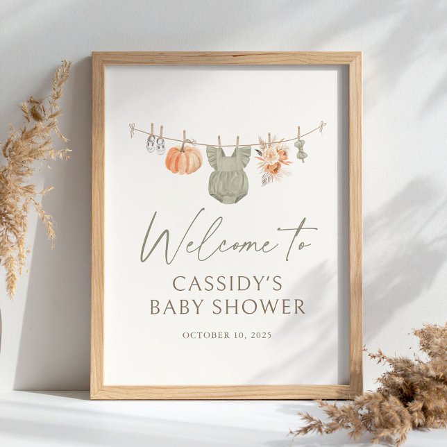 Poster Fall Pumpkin Baby Clothes Chá de fraldas sinais de (Criador carregado)