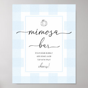 Poster Fall Pumpkin Blue Gingham Mimosa - Sinal de Bar