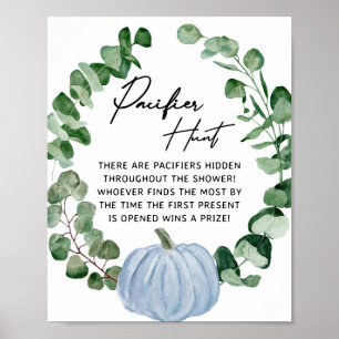 Poster Fall Pumpkin Boy Chá de fraldas Pacifier Hunt Game