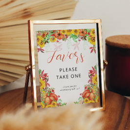 Poster Fall Pumpkin Chá de fraldas Favoritos Sinal