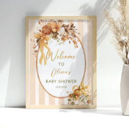 Poster Fall Pumpkin Floral Baby Shower Welcome