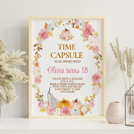 Poster Fall Pumpkin Girl Time Sinal de Cápsula