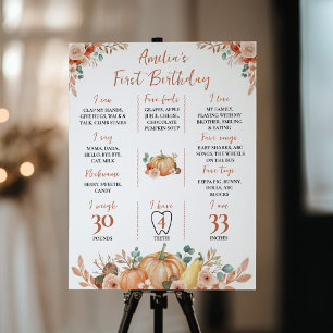 Poster Fall Pumpkin primeiro aniversario Sinal de Marco