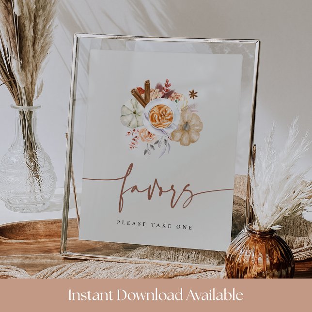 Poster Fall Pumpkin Spice Baby Shower Favors Sign (Criador carregado)