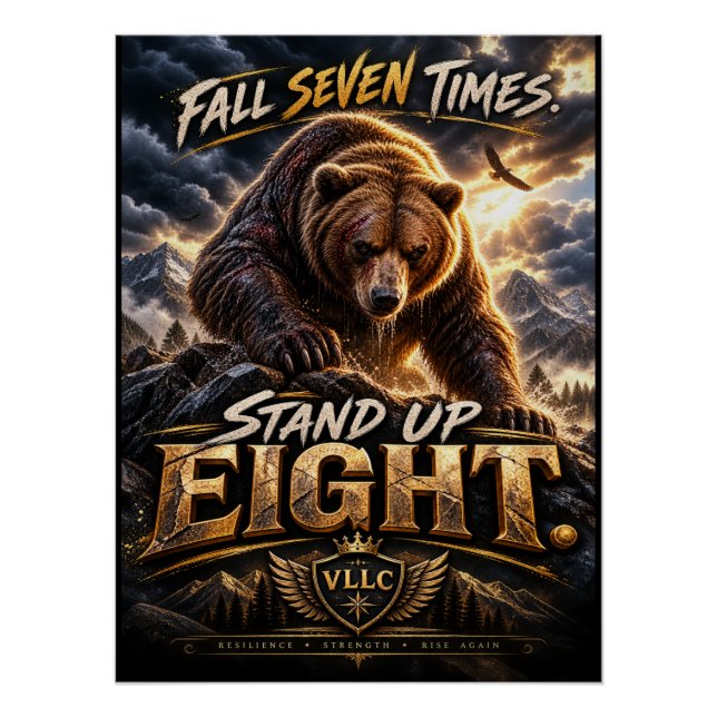 Póster Fall Seven Times Stand Up Eight Grizzly Bear (Frente)