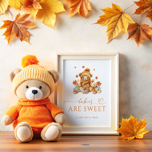 Poster Fall Teddy Bear Babies são Doce Tome um Tratamento