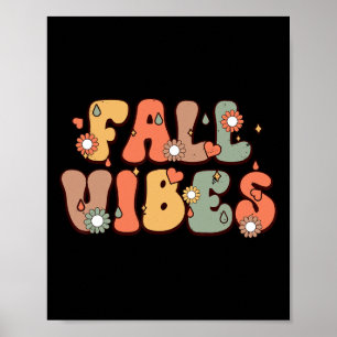 Poster Fall Vibes Vintage Groovy, Estação de outono