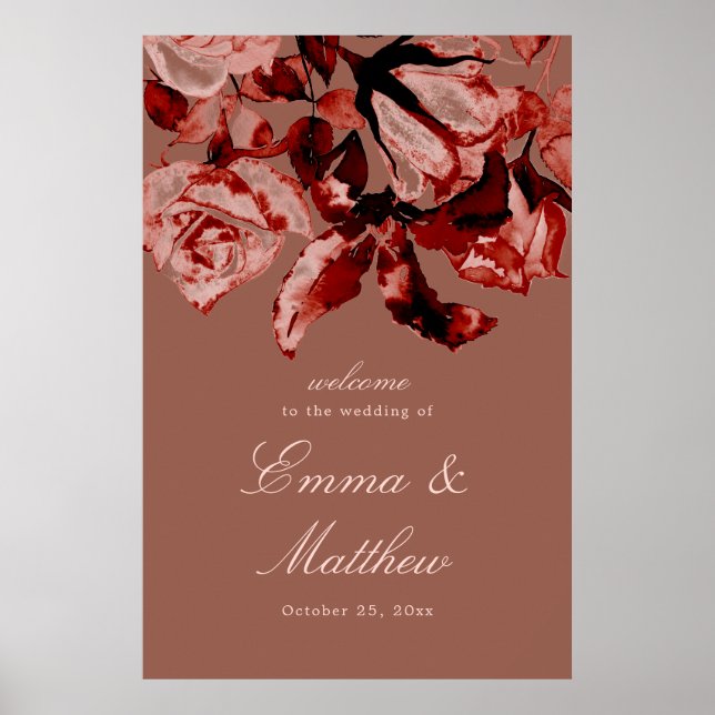 Poster Fall Watercolor Floral Maximalismo Casamento Bem-V (Frente)