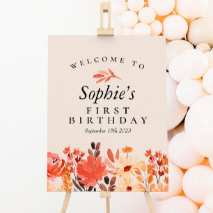 Poster Fall Watercolor Wildflower Birdday Sinal de Boas-v