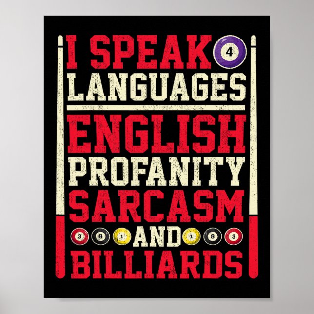 Poster Falo 4 idiomas Profanação Sarcasmo E Billiard (Frente)