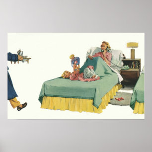 Poster Família Antiga Servindo a Mãe Café da Manhã na Cam