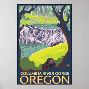 Poster Família Beaver - Columbia River Gorge, Oregon