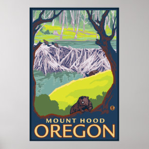 Póster Família Beaver - Mount Hood, Oregon