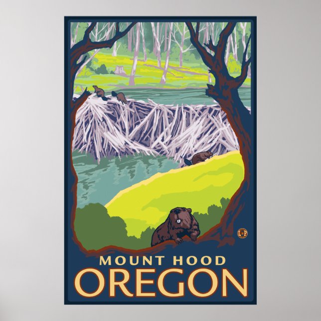 Póster Família Beaver - Mount Hood, Oregon (Frente)