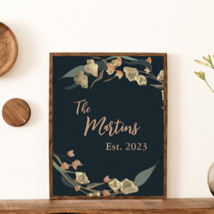 Poster Família Botânica bege do Marinho Elegante