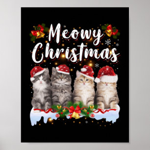 Poster Família Cat Meowy Correspondendo Papais noeis de p