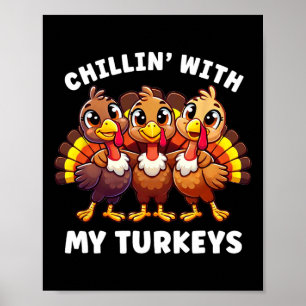 Poster Família De Ação De Graças Chillin Com Meus Perus E