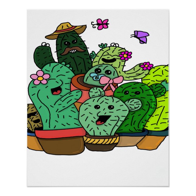 Póster família de cactos (Frente)