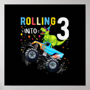 Poster Família de Caminhões Monstros Dinossauros, 3 anos