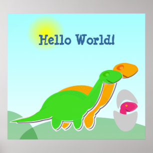 Póster Família de Dinossauros Fofa Ovo de Dino Rosa Peque