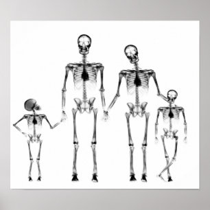 POSTER - FAMÍLIA DE ESQUELETÕES X-RAY PRETA E BRAN