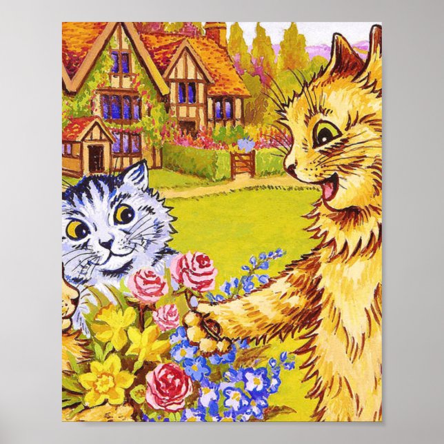 Poster Família De Gatos No Jardim Louis Wain (Frente)