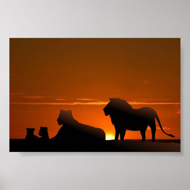 Poster família de leões (Frente)