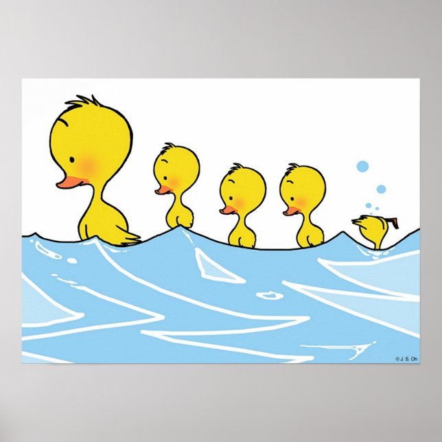 Póster Família de patos de natação (Frente)