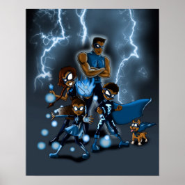 Poster Família de Super-Heróis Afro-Americanos