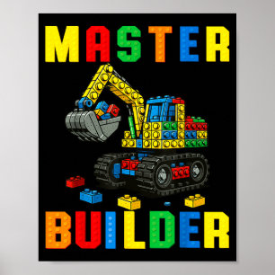 Poster Família Divertida Construtor Mestre Blocos de Cons