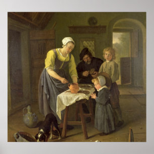 Poster Família do camponês no tempo da refeição, c.16