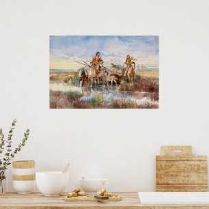 Poster Família Indiana com Travois por Charles M. Russell