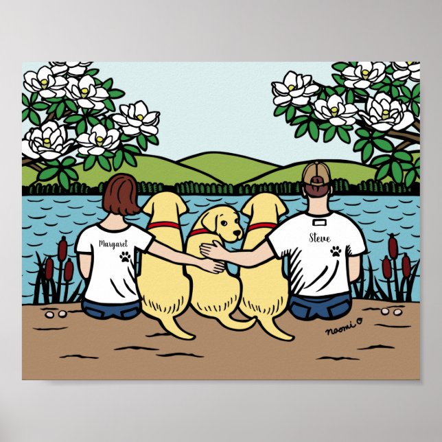 Poster Família Labrador Amarelo Personalizada Castanho Cu (Frente)