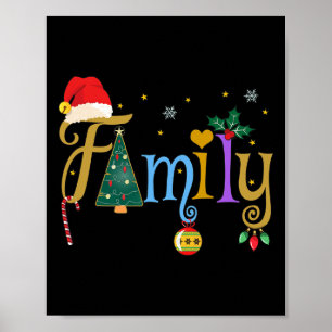 Poster Família Letras Estilo De Natal Ama Minha Família C