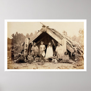 Póster Família maori, Nova Zelândia, c.1880s (impressã