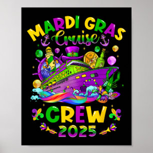 Poster Família Mardi Gras Cruise Crew 2025 Matching Vacat
