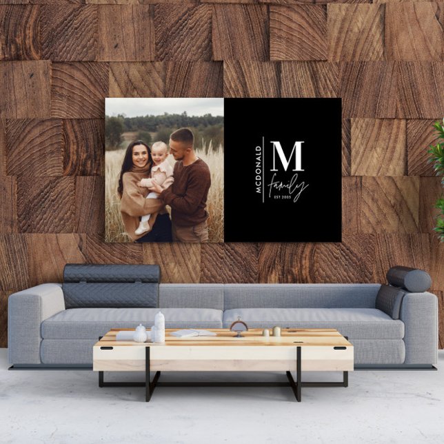 Poster Família moderna de fotomonogramas preto e branco (Criador carregado)