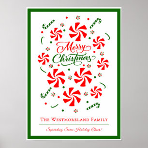 Poster Família Personalizada de Peppermint Doces de Natal