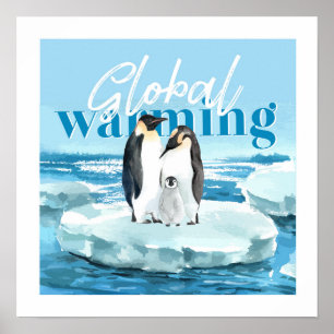 Poster Família Pinguim Cuja Consciência do Aquecimento Gl