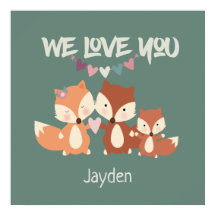 Família Raposa Personalizada Nós Te Amamos