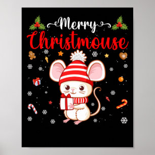 Poster Família Santa Hat do Mouse Natal do Christmouse fe