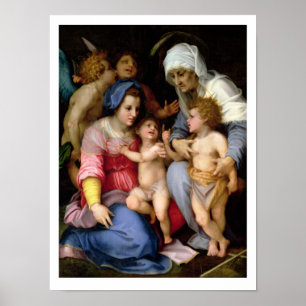 Póster Família santamente com anjos, c.1515-16 (óleo no