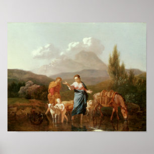 Póster Família santamente em um córrego