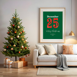 Póster Família Simples Natal Vermelho Verde Foto Alegre